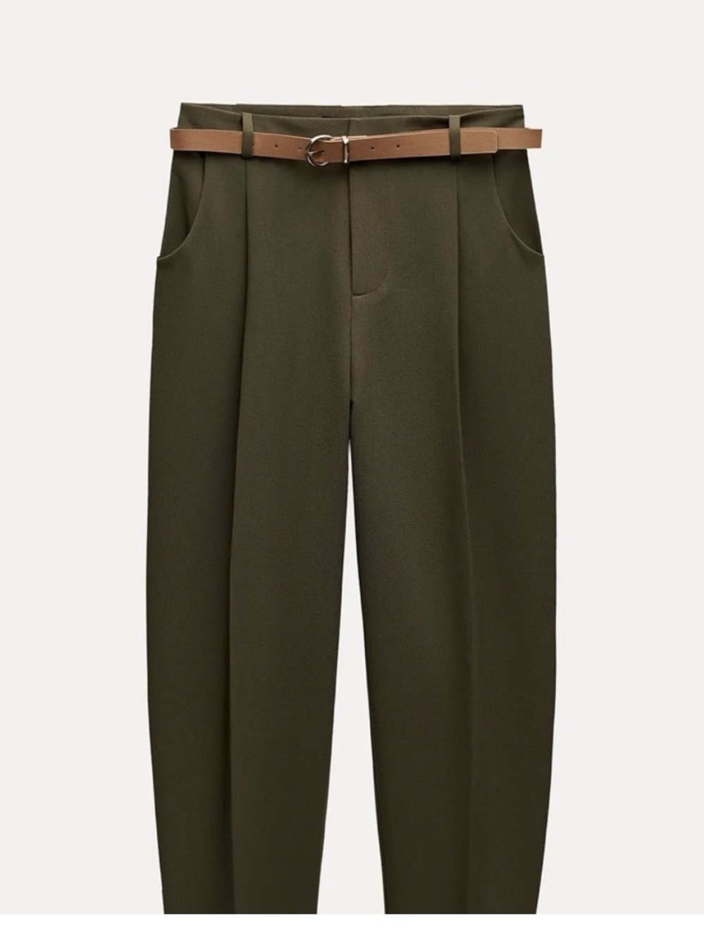 Zara olive crop tapered pant - XS